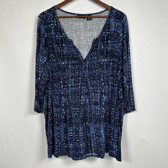 2 for$15 Jones New York Women’s Kelly Printed V-Neck Blouse - Picture 1 of 9